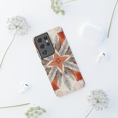 Silver Feather Compass - Impact Resistant Phone Case